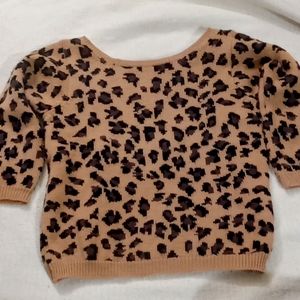 100% Merino Wool PERRY ELLIS PORTFOLIO Women's leopard print sweater